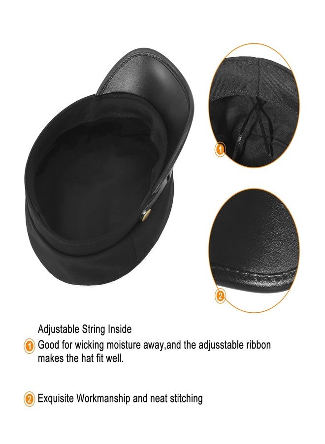 GEMVIE Unisex Classic British Flat Top Fisherman Hat Cotton Breton Fiddler Hat Black - Image 4